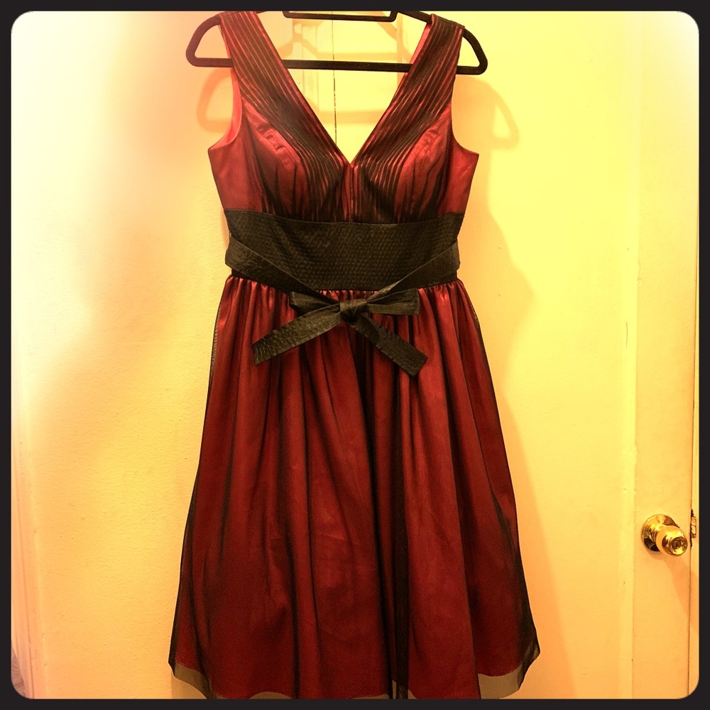 Fuchsia and black cocktail dress